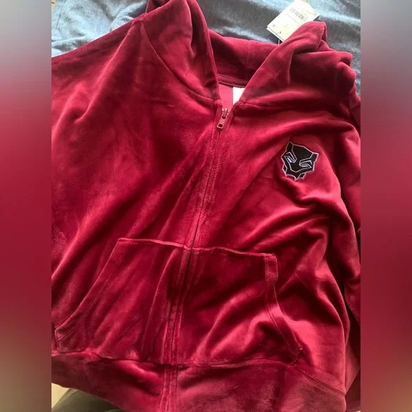 NWT Marvel Wakanda Forever Black Panther Velvet zip up Hoodie sweater - Picture 7 of 7